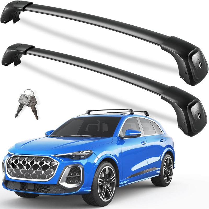 KINGGERI 330lbs Heavy Duty Roof Rack Cross Bars Fit for Audi Q5 2018 2019 2020 2021 2022 2023 2024 2025 2026 AntiTheft Lockable Aluminum Roof Rails Crossbars Cargo Carrier Bag Black Accessories